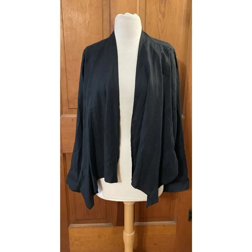 Soft Surroundings Women's Alicante Linen Blend Topper Sz L New Black cardigan 89